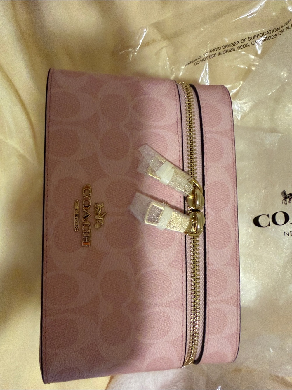 Coach Pink Signature Double-Zip Cosmetic box/bag